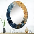 thumbnail image 1 of Designart "Intuitive Expressions in Blue and Yellow II" Abstract Round Wall Mirror - Modern Oval Printed Decorative Oversized Mirror - Multiple Color Options, 1 of 4