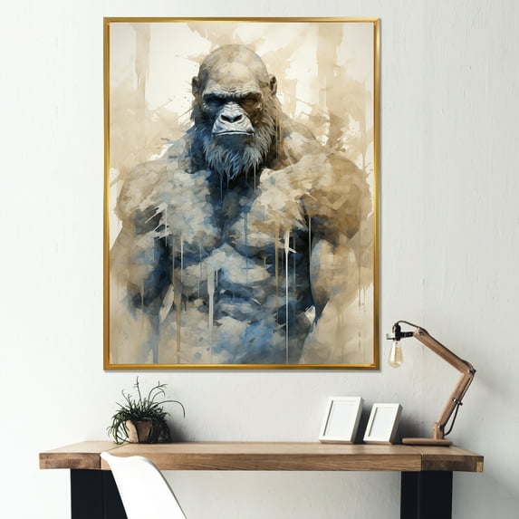 Designart "Irate Sasquatch II" Bigfoot Floater Framed Wall Art Living Room