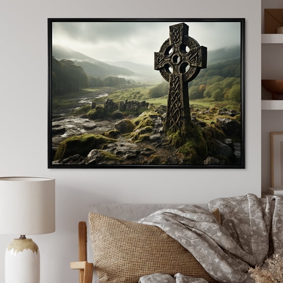 Designart "Ireland Celtic euphony" Ireland Floater Framed Wall Art Print