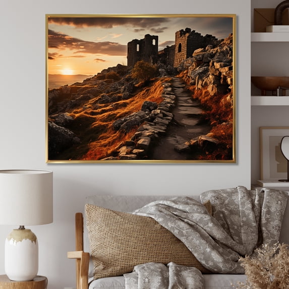 Designart "Ireland Of History Castle I" Ireland Floater Framed Canvas Print