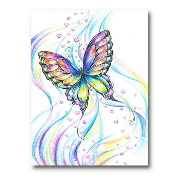 Designart ' Iridiscent Colorful Butterfly ' Traditional Canvas Wall Art Print