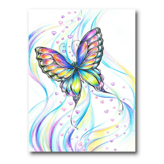 Designart ' Iridiscent Colorful Butterfly ' Traditional Canvas Wall Art Print