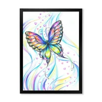 Designart 'Iridiscent Colorful Butterfly' Traditional Framed Art Print