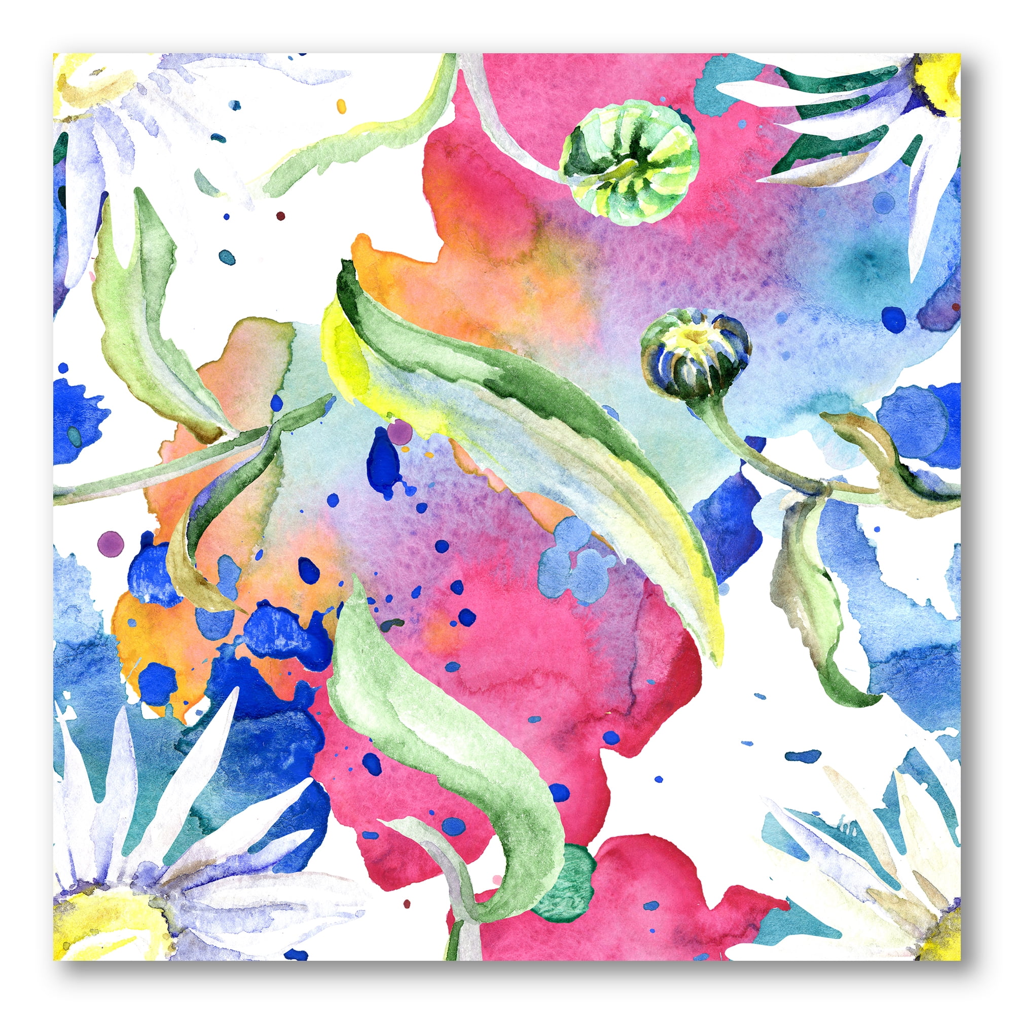 Designart ' Iridiscent Colorful Daisy Flowers ' Transitional Canvas Wall Art Print