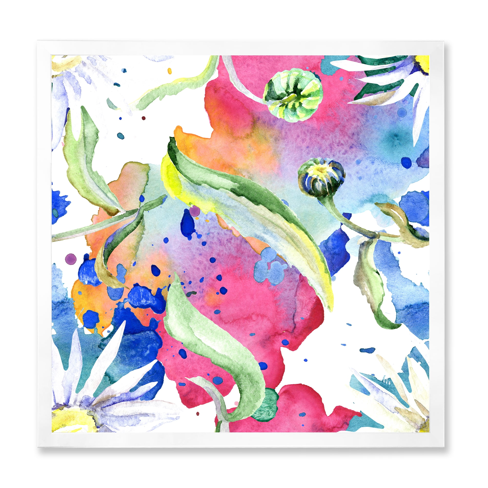 Designart 'Iridiscent Colorful Daisy Flowers' Transitional Framed Art Print