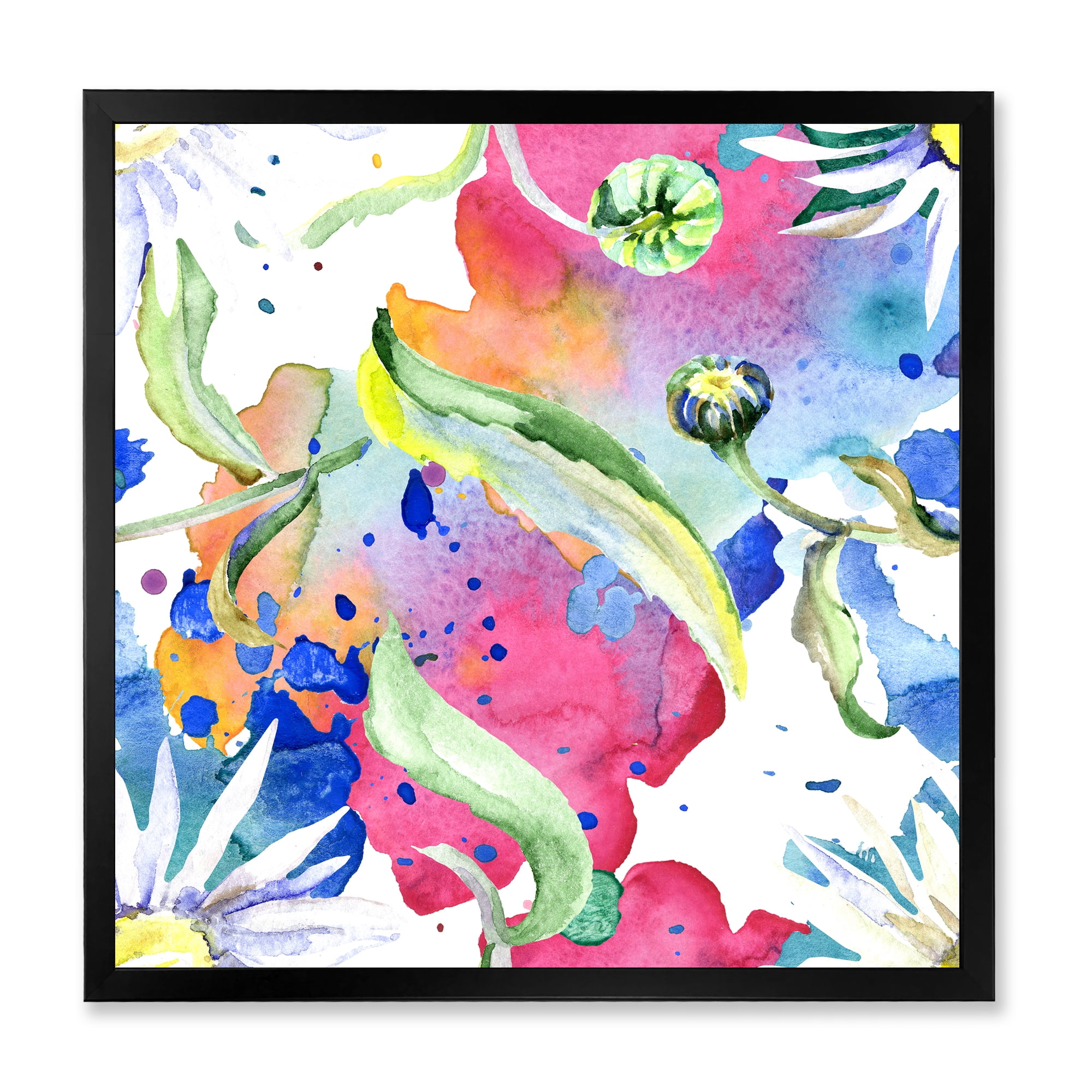 Designart 'Iridiscent Colorful Daisy Flowers' Transitional Framed Art Print