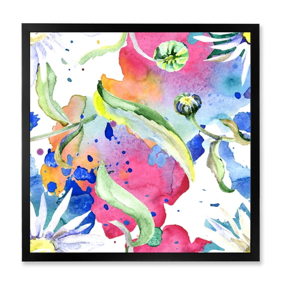 Designart 'Iridiscent Colorful Daisy Flowers' Transitional Framed Art Print