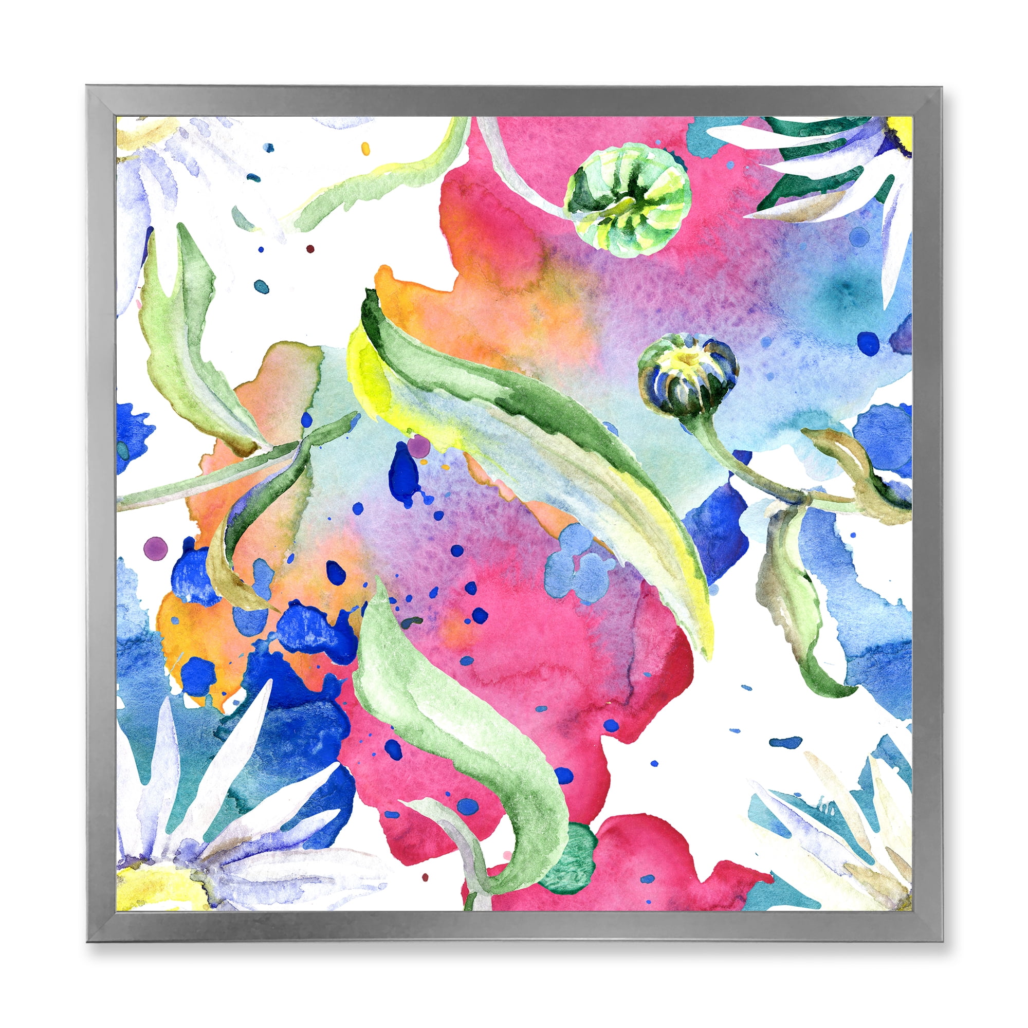 Designart 'Iridiscent Colorful Daisy Flowers' Transitional Framed Art Print