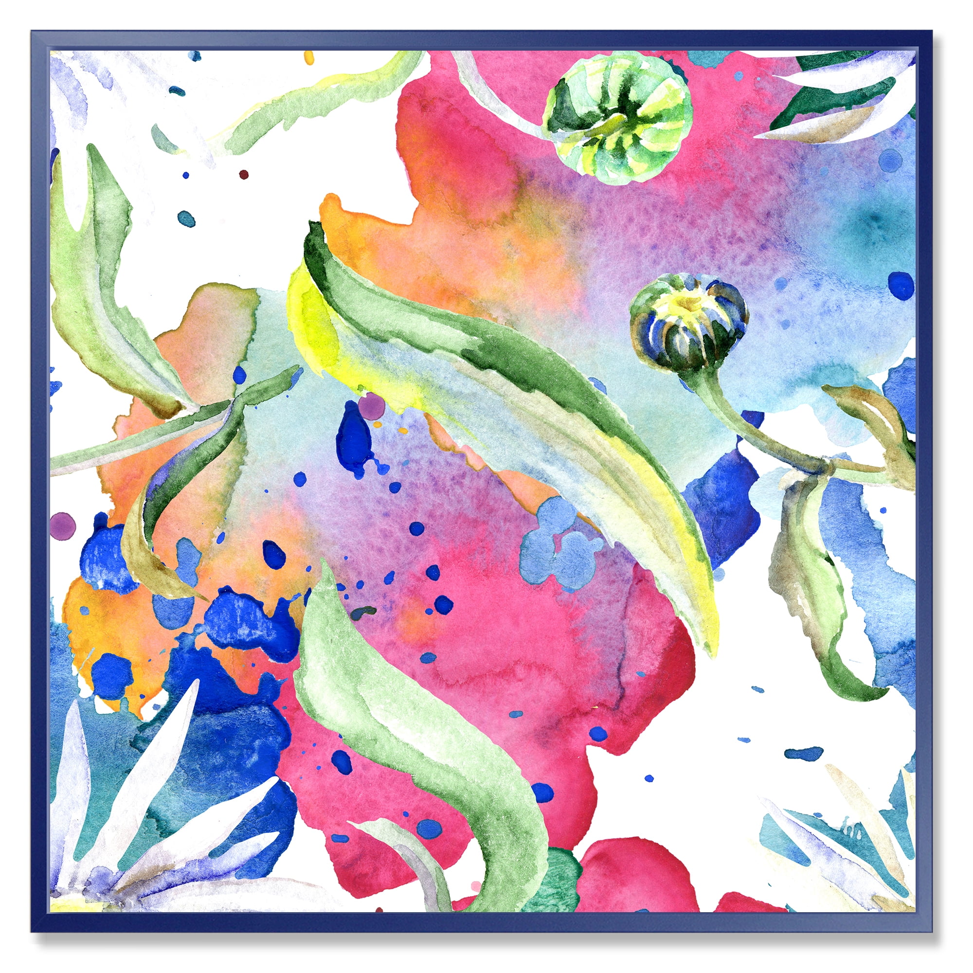 Designart 'Iridiscent Colorful Daisy Flowers' Transitional Framed Canvas Wall Art Print