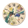 thumbnail image 1 of Designart 'Iris Flowers and Peacocks' Traditional Wood Wall Clock, 1 of 5