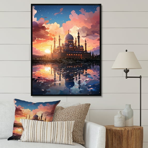 Designart "Islam Art Mosque form IV" Religion & Spirituality Floater Framed Wall Decor