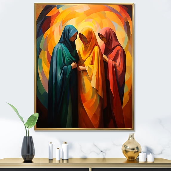 Designart "Islam Prayer Culture in Yellow and Orange V" Spiritual Framed Wall Art - Global Yellow Islam Hallway Framed Wall Art Decor