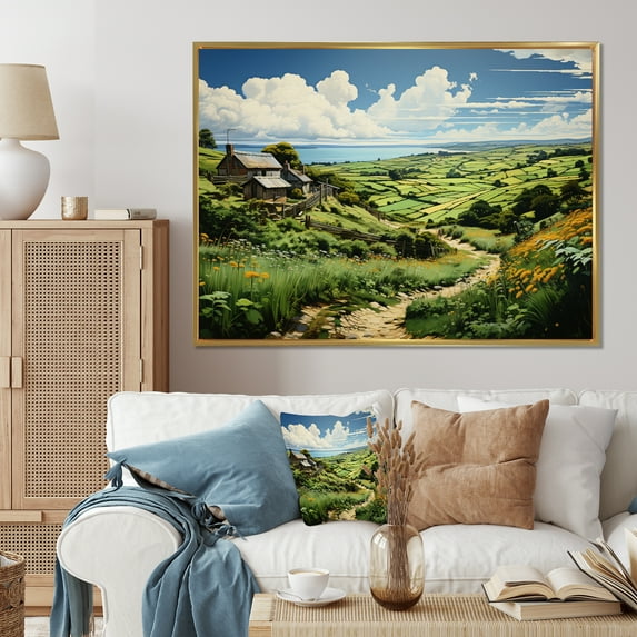 Designart "Isle This Ireland Emerald wall decor III" Ireland Floater Framed Wall Art Living Room