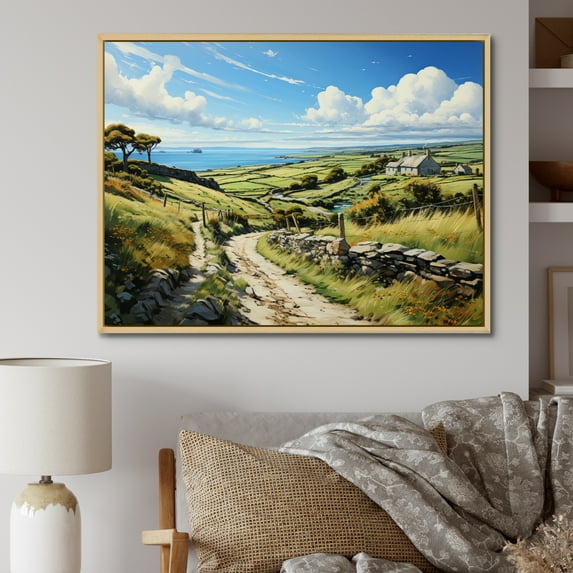 Designart "Isle This Ireland Emerald wall decor V" Ireland Floater Framed Canvas Print
