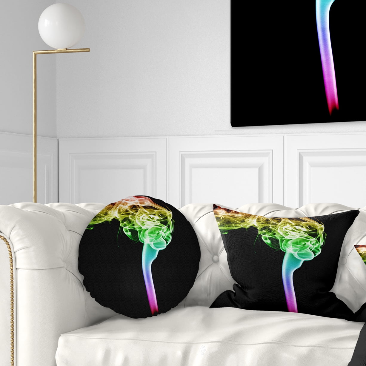 Designart Isolated Abstract Smoke on Black - Abstract Throw Pillow - 12x20
