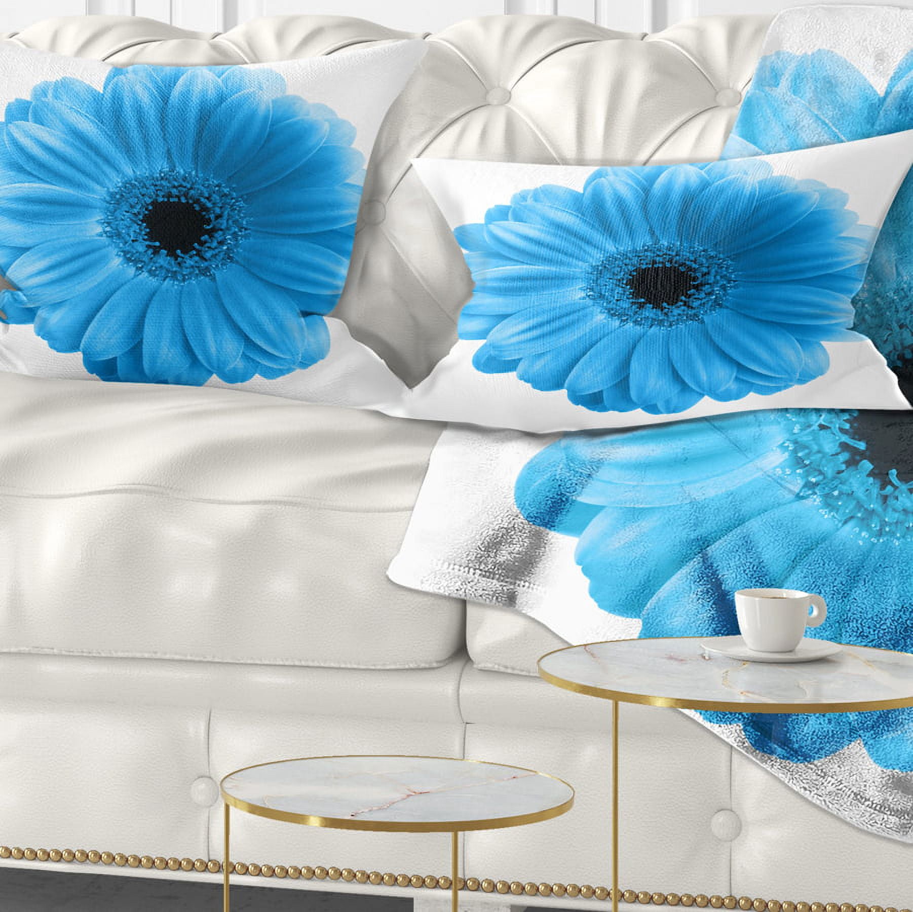 Designart Isolated Blue Flower - Floral Throw Pillow - 12x20