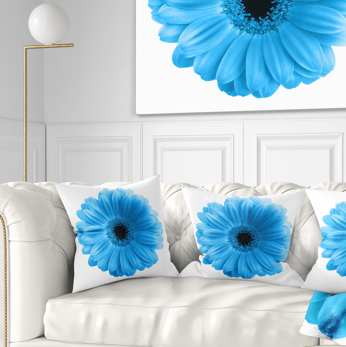 Designart Isolated Blue Flower - Floral Throw Pillow - 16x16