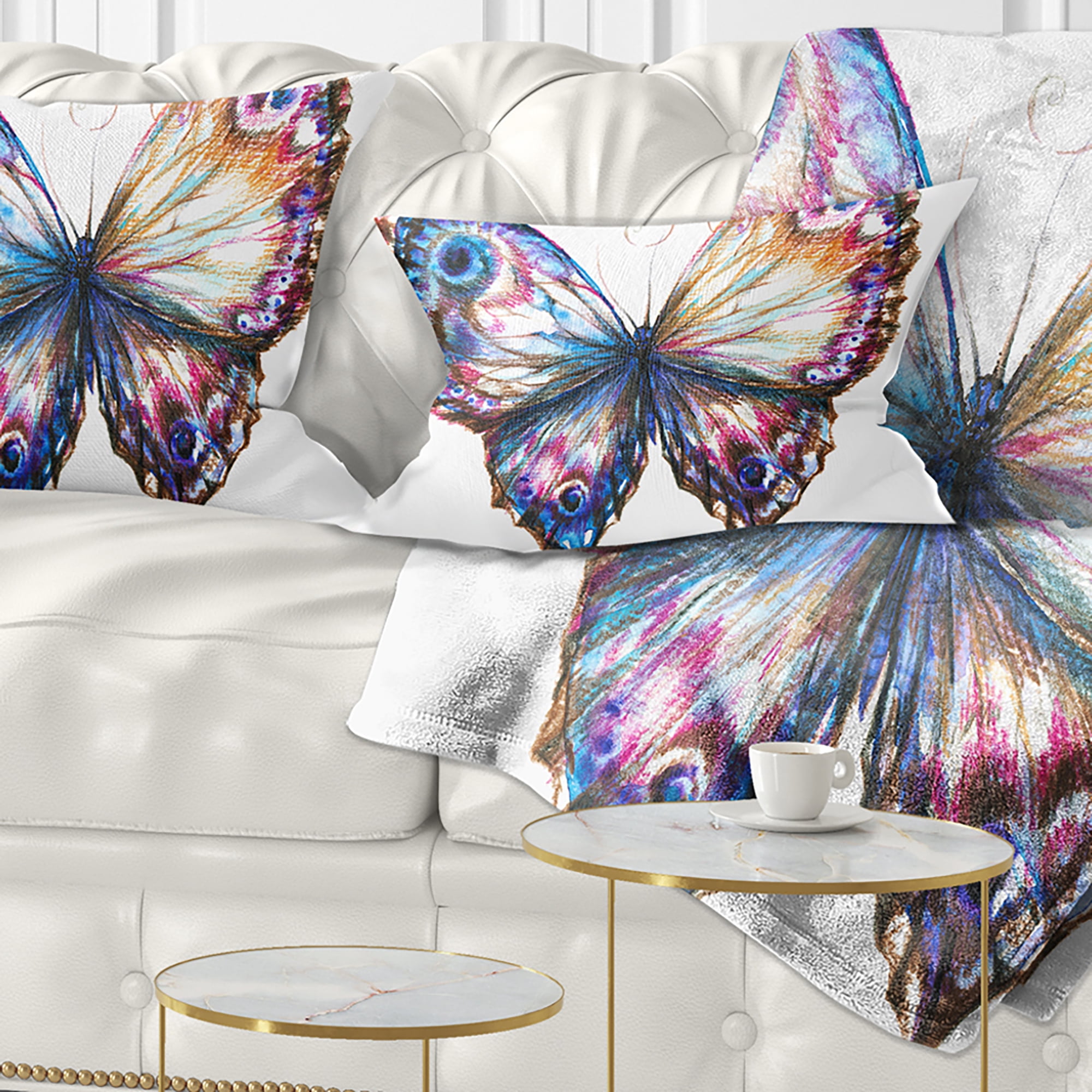 Designart Isolated Butterfly - Animal Throw Pillow - 12x20