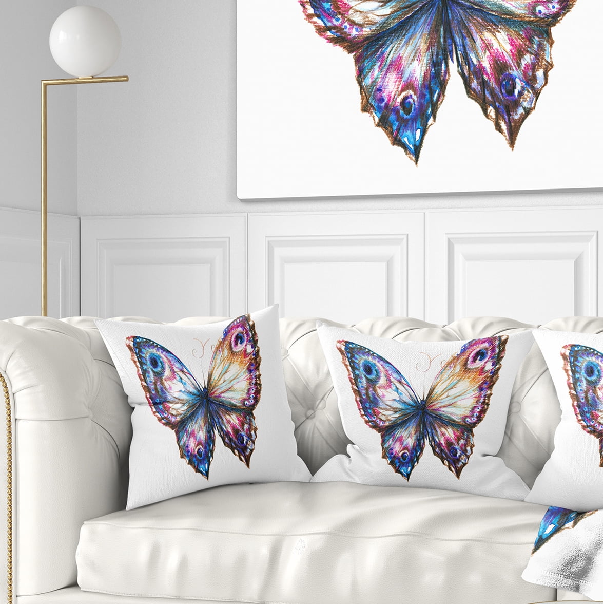 Designart Isolated Butterfly - Animal Throw Pillow - 16x16
