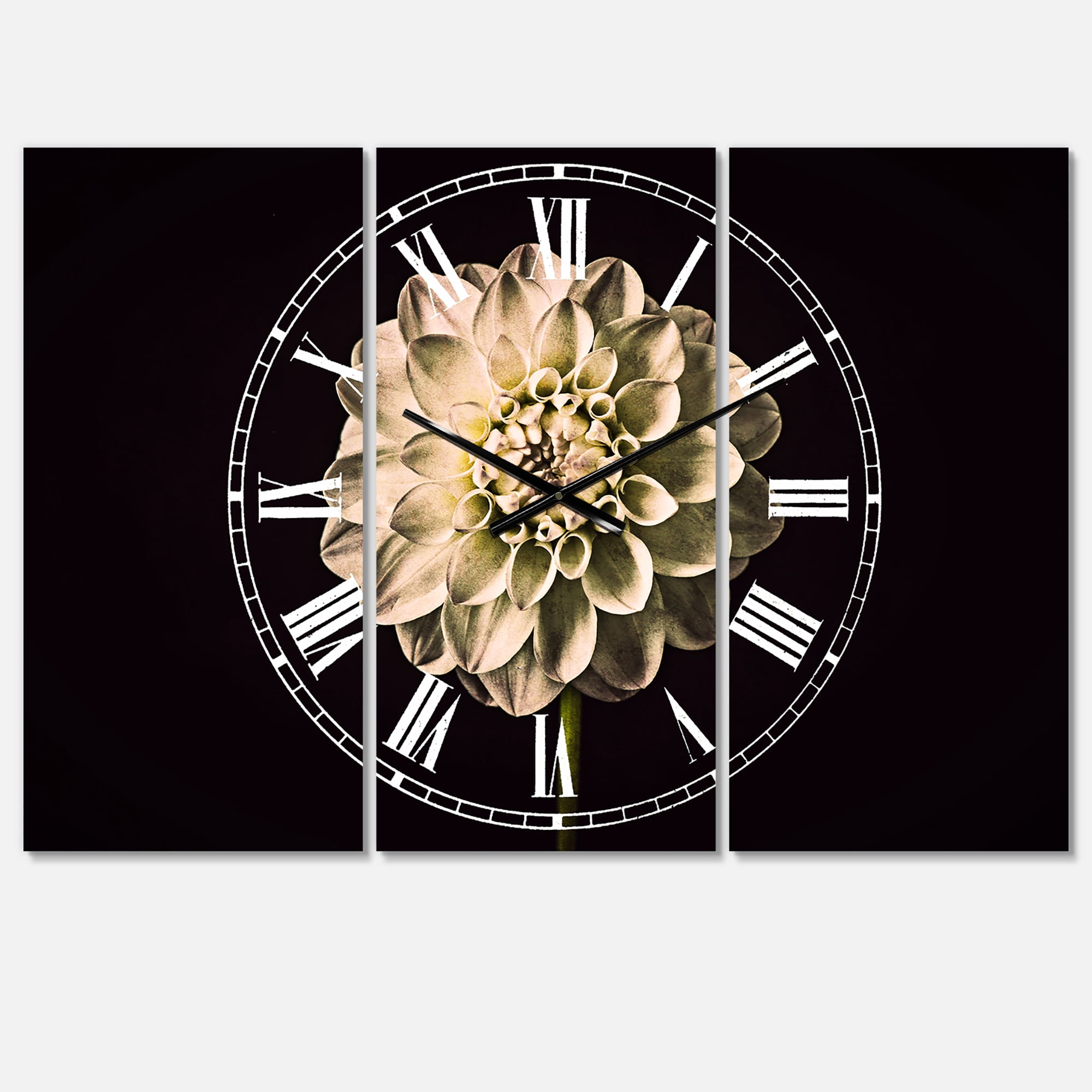 Designart 'Isolated Dahlia Flower in Black' Traditional Wall Clock