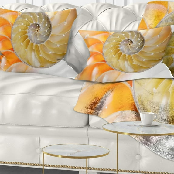 Designart Isolated Nautilus Shell - Contemporary Throw Pillow - 12x20