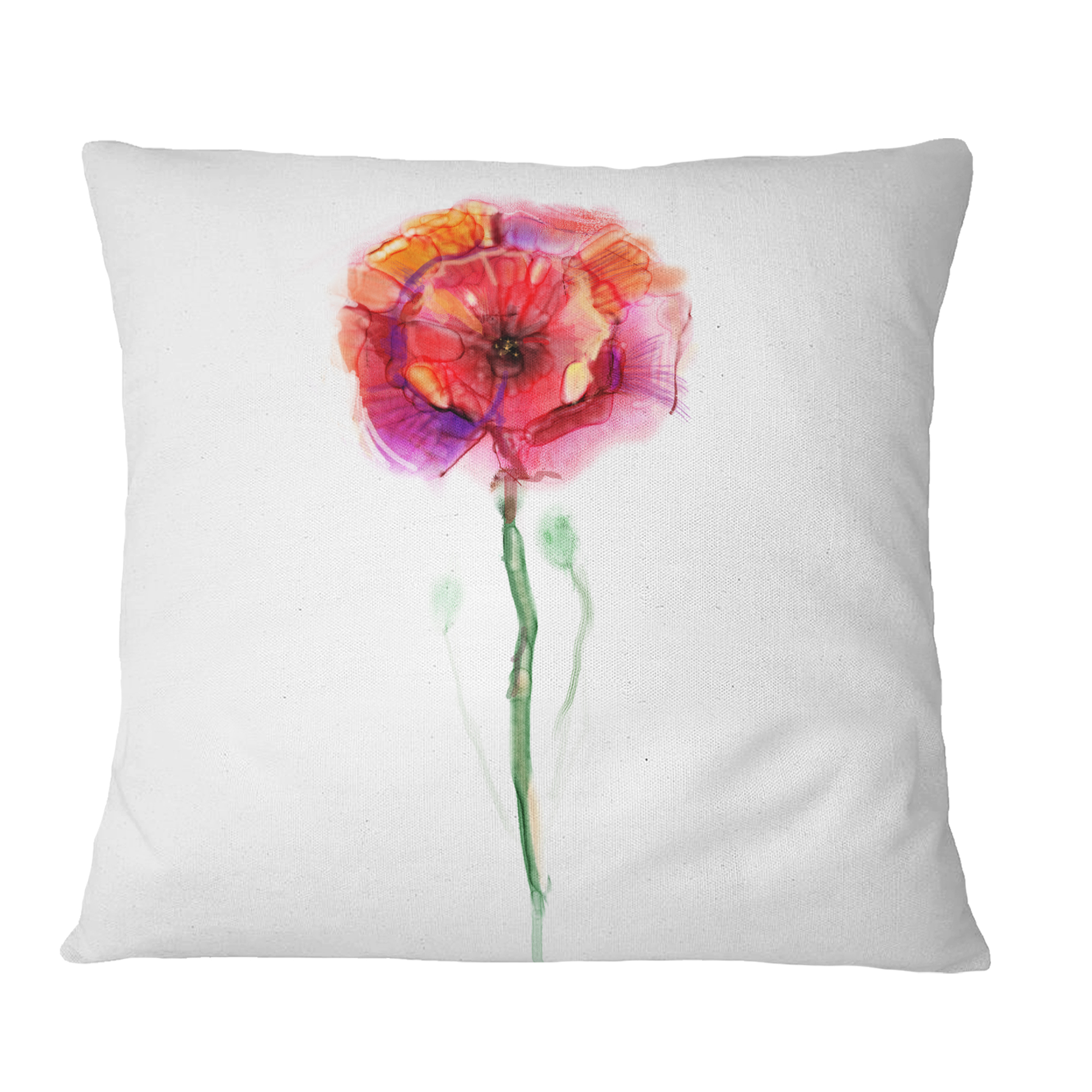 Designart Isolated Poppy Flower in Full Bloom - Flower Throw Pillow - 16x16