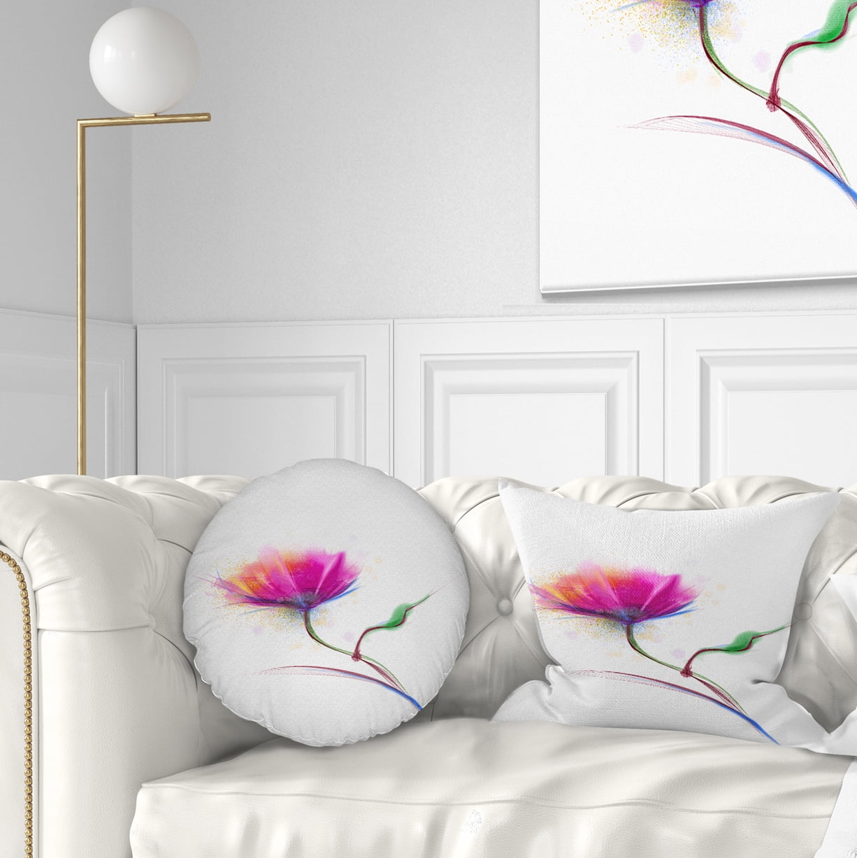 Designart Isolated Purple Poppy Flower - Flower Throw Pillow - 12x20