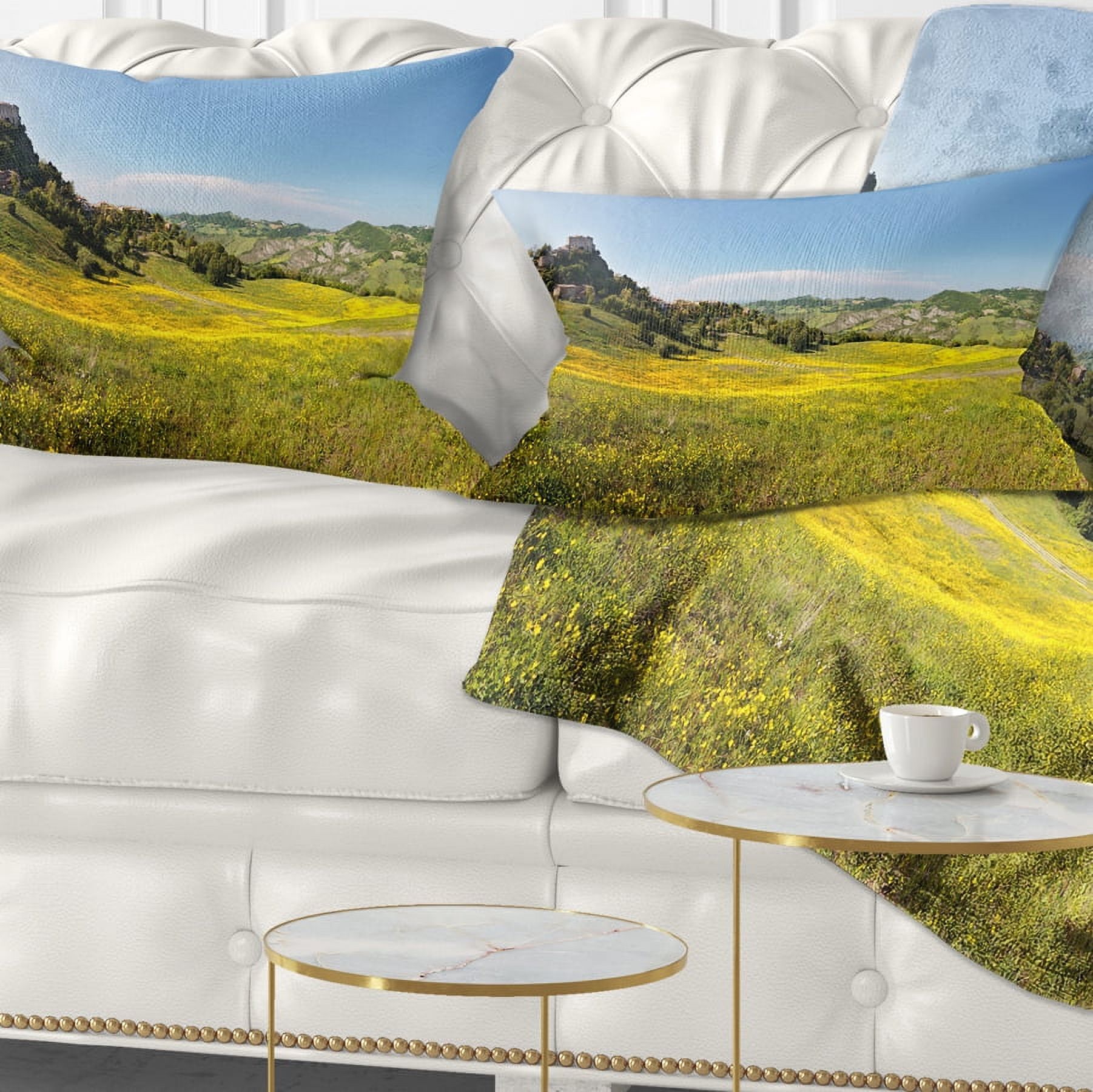 Designart Italian Castle of Rossena - Landscape Printed Throw Pillow - 12x20