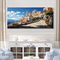 thumbnail image 1 of Designart "Italian Coastal Village Views I" Oversized Landscapes Framed Wall Art - Global Blue Landscape Italy Living Room Framed Canvas Art, 1 of 7