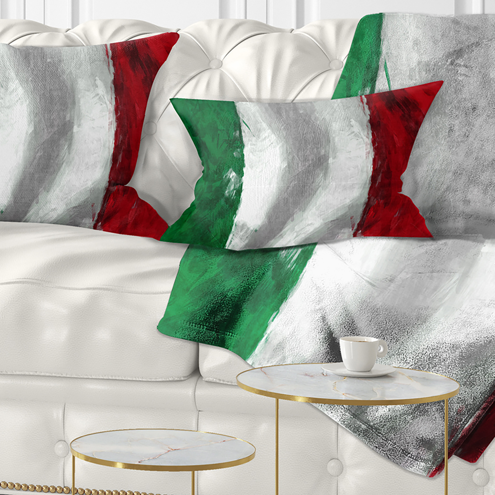 Designart Italy Flag - Contemporary Throw Pillow - 12x20