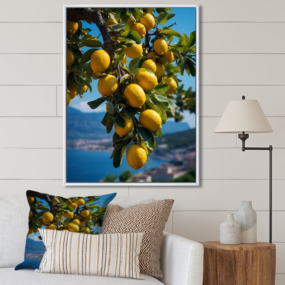 Designart "Italy Sorrento Charm II" Farmhouse Floater Framed Wall Art Living Room