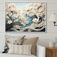thumbnail image 1 of Designart "Ivory And Azure River Composition I" Landscape Forest River Floater Framed Wall Art Living Room, 1 of 5