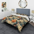 thumbnail image 1 of Designart "Ivory Blue Floral Playfulness II" Floral Bedding Covert Set - Cottage Bed Set With 2 Shams, 1 of 5