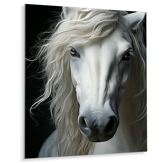 Designart "Ivory Equine Calm" Animals Metal Art Print