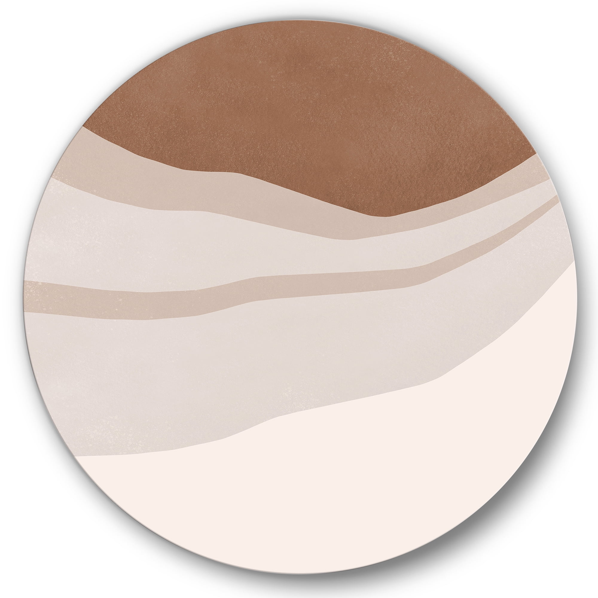 Designart 'Ivory and Terracotta Shapes with Scuff Effect' Modern Circle Metal Wall Art 36x36 - Disc of 36