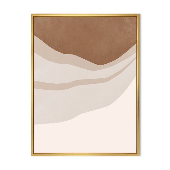 Designart 'Ivory and Terracotta Shapes with Scuff Effect' Modern Framed Canvas Wall Art Print
