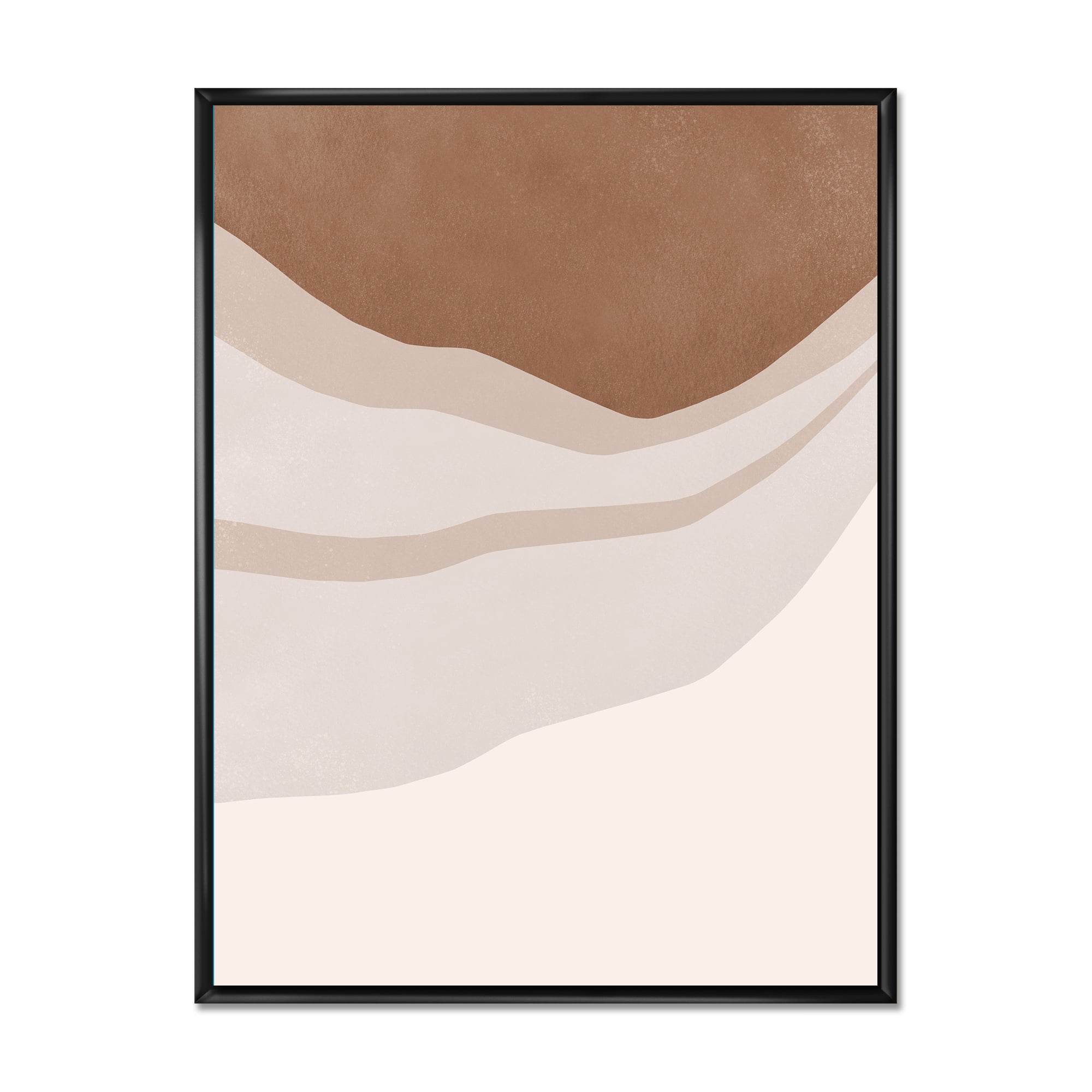 Designart 'Ivory and Terracotta Shapes with Scuff Effect' Modern Framed Canvas Wall Art Print