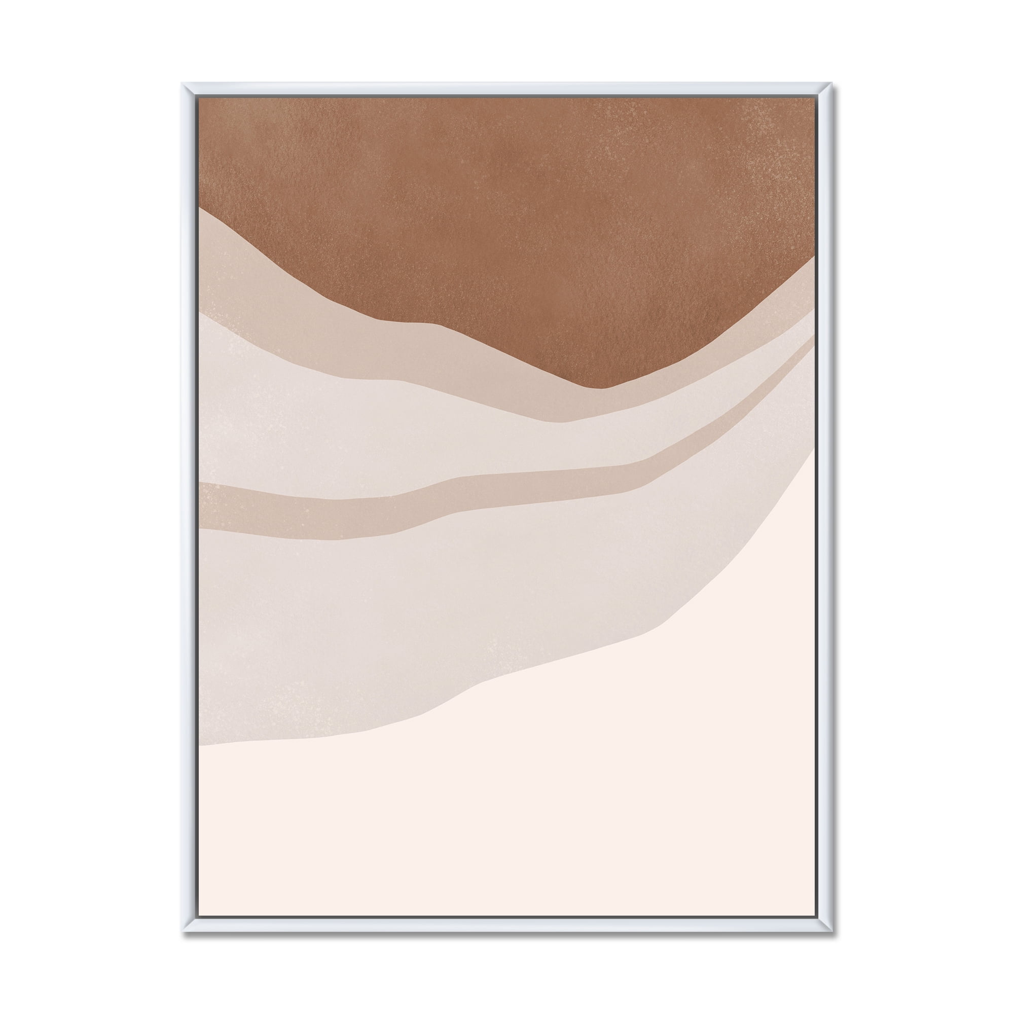 Designart 'Ivory and Terracotta Shapes with Scuff Effect' Modern Framed Canvas Wall Art Print