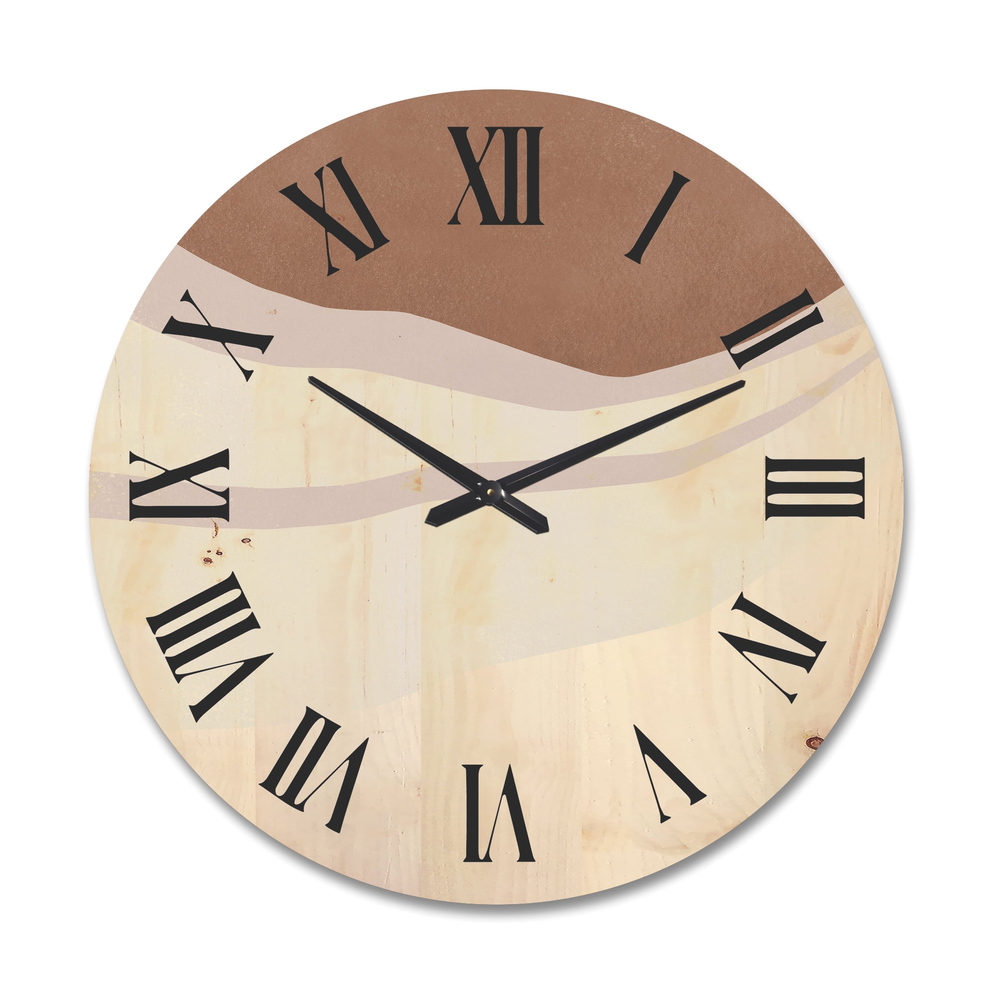 Designart 'Ivory and Terracotta Shapes with Scuff Effect' Modern Wood Wall Clock