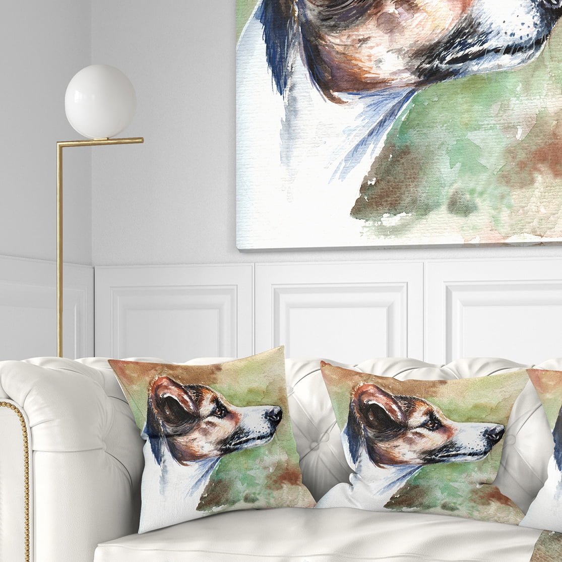 Designart Jack Russell Terrier - Animal Throw Pillow - 16x16