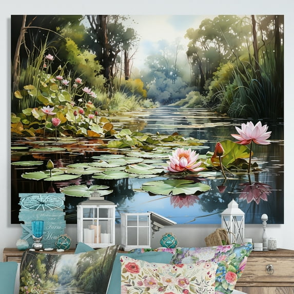 Designart "Jade Lotus China Art painting I" Chinese Wall Art Living Room