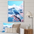 thumbnail image 1 of Designart "Japan Blue Bird on Frosty Pink Thistle" Animals Framed Wall Art - Shabby Chic Blue Bird Floral Living Room Framed Canvas Art, 1 of 6
