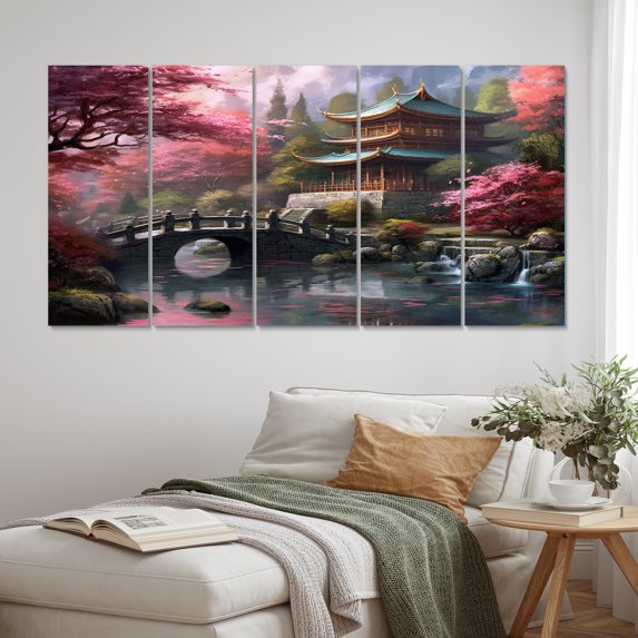 Designart "Japan The Land of the Samurai V" Japanese Metal Art Print Set