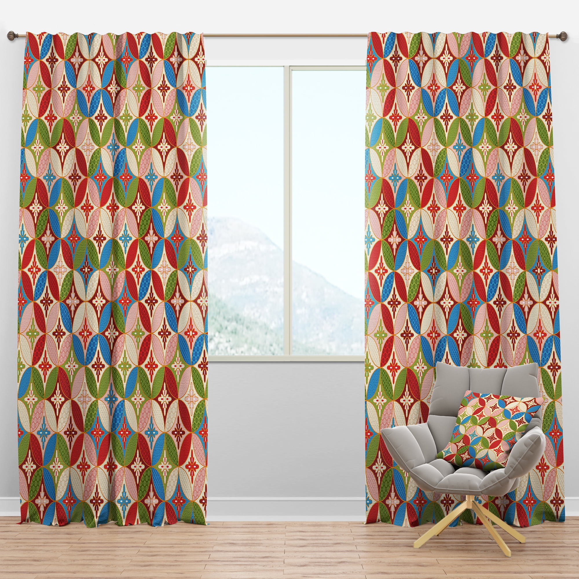 Designart 'Japanese Circles Texture' Bohemian & Eclectic Blackout Curtain Panel