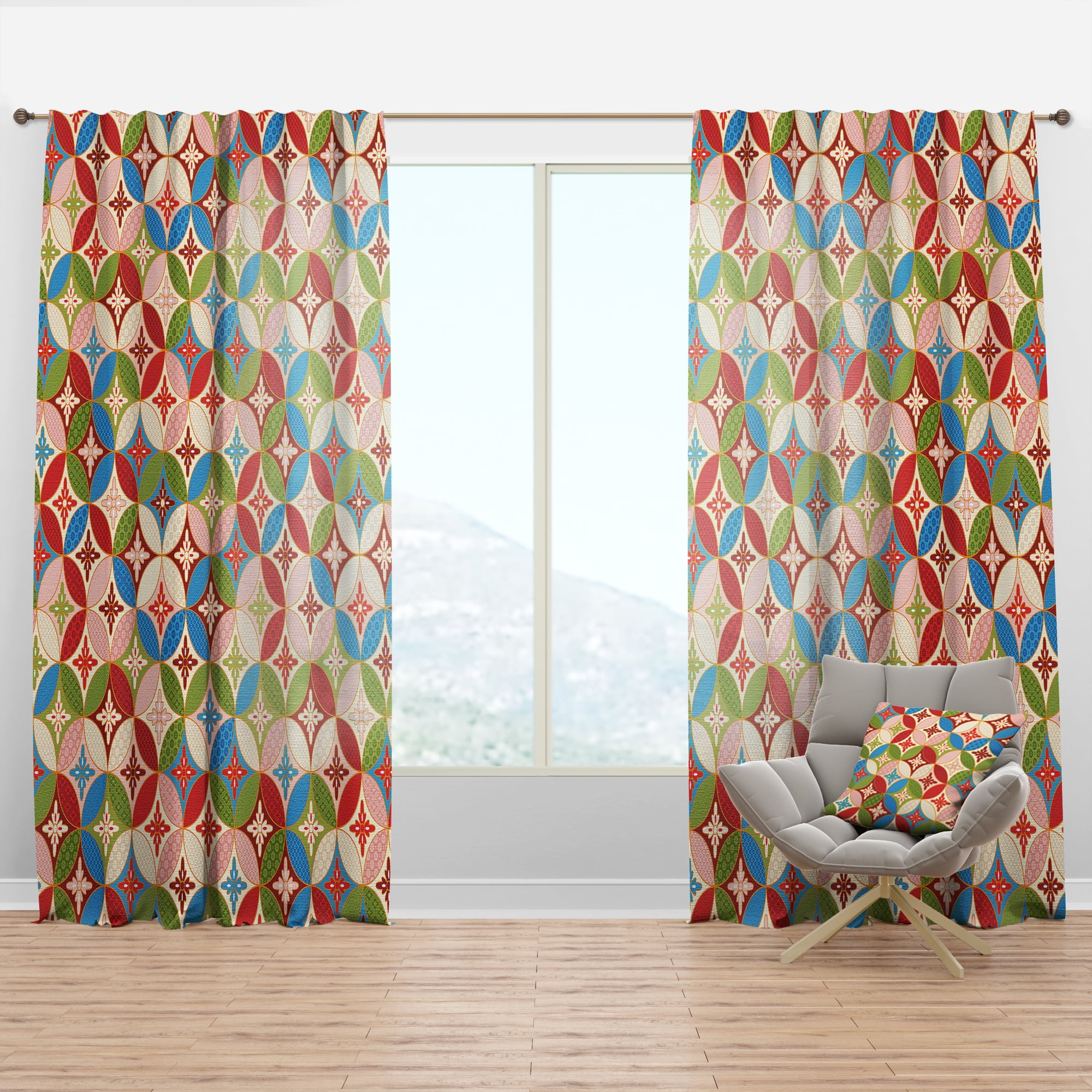 Designart 'Japanese Circles Texture' Bohemian & Eclectic Curtain Panel
