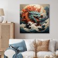 thumbnail image 1 of Designart "Japanese Dragon and Wave Off Kanagawa III" Abstract Wall Art - Modern Blue Dragons Living Room Canvas Art, 1 of 6