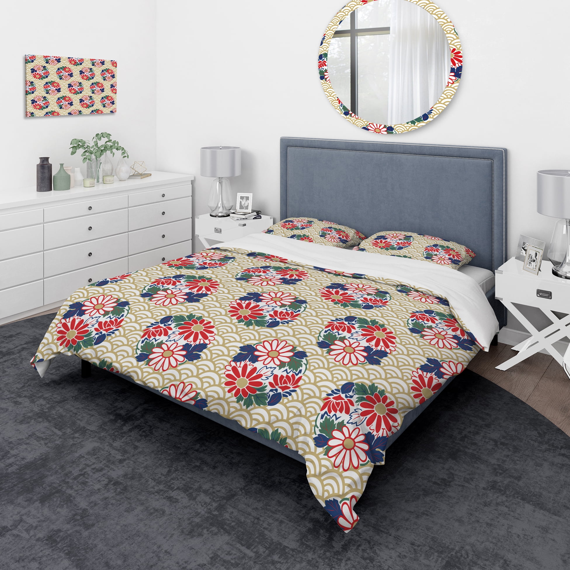 Designart 'Japanese Floral Pattern' Oriental Duvet Cover Set
