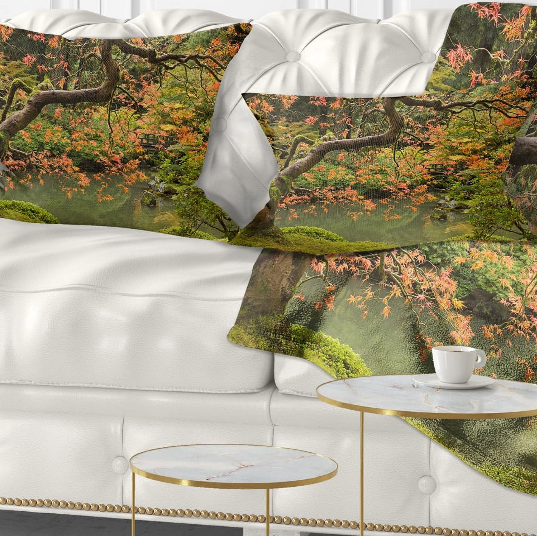 Designart Japanese Garden Fall Season - Landscape Printed Throw Pillow - 12x20
