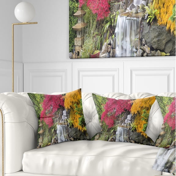Designart Japanese Maple Trees - Floral Throw Pillow - 16x16