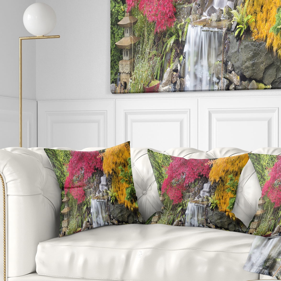 Designart Japanese Maple Trees - Floral Throw Pillow - 18x18